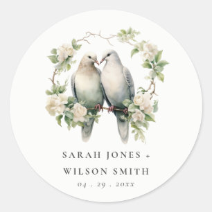 Sticker Rond Inséparables romantiques mignons Mariage de couron