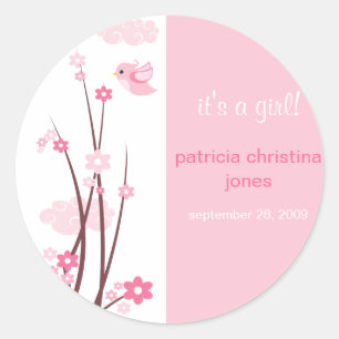 Sticker Rond Inséparables roses Fleurs de Printemps Baby Faire-