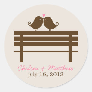 Sticker Rond Inséparables sur le Mariage Park Bench