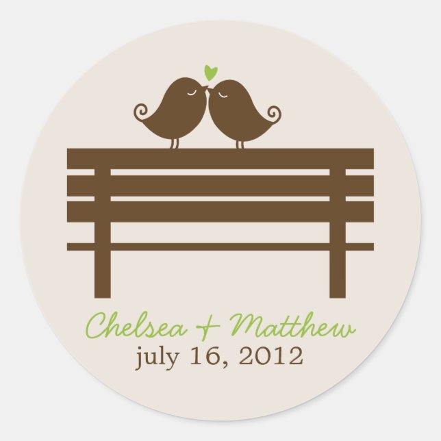 Sticker Rond Inséparables sur le Mariage Park Bench (Devant)
