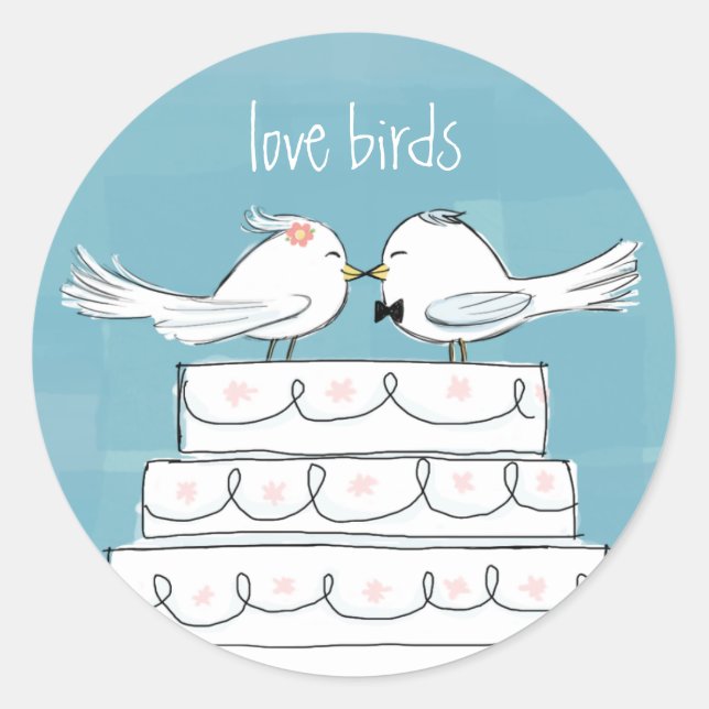 Sticker Rond Inséparables sur les nouveaux mariés mignons de (Devant)