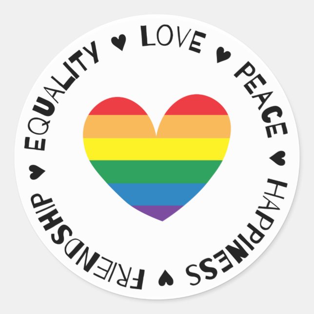 Sticker Rond Insigne coeur arc-en-ciel v2 (Devant)