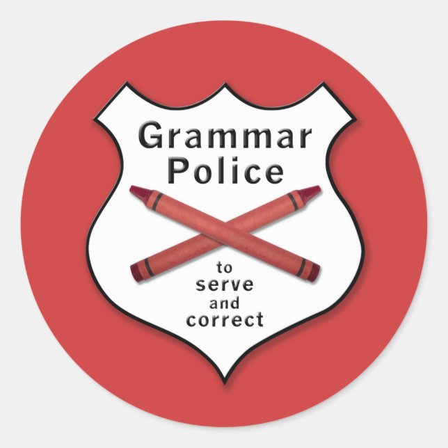 Sticker Rond Insigne de la police de grammaire (Devant)