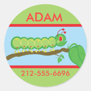 Sticker Rond Insigne d'identification de Caterpillar d'enfants