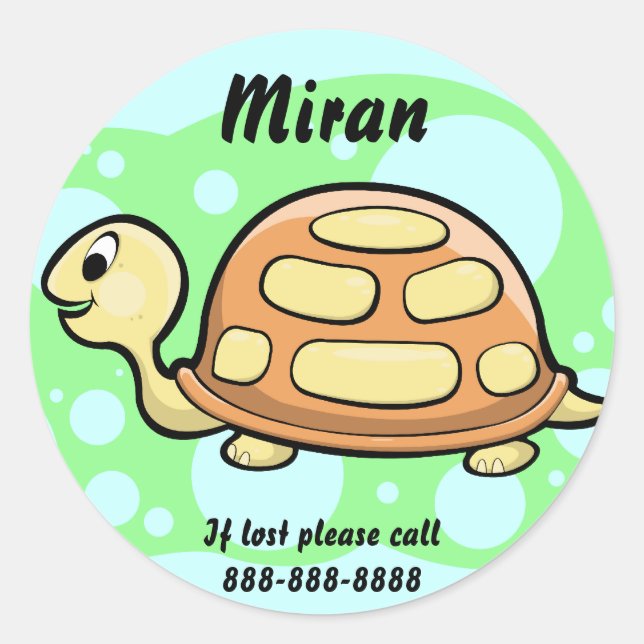 Sticker Rond Insigne d'identification de la tortue des enfants (Devant)