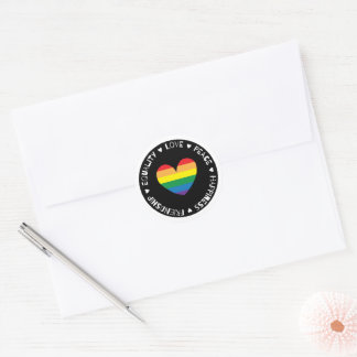 Sticker Rond Insigne du coeur arc-en-ciel