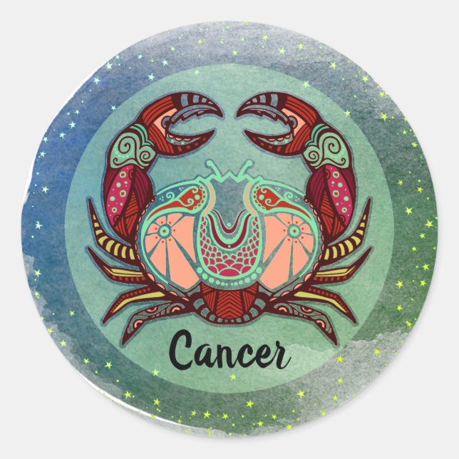 Sticker Rond Insigne rétro du crabe du cancer (Devant)