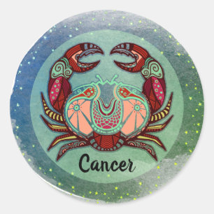 Sticker Rond Insigne rétro du crabe du cancer