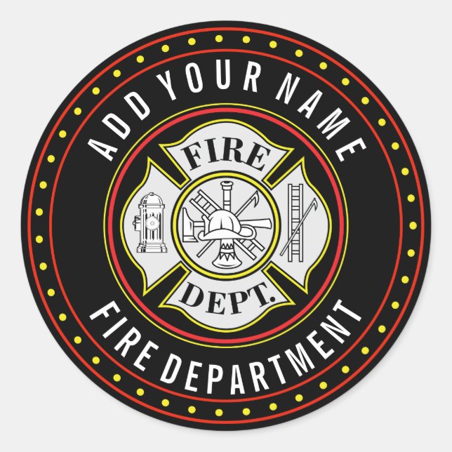 Sticker Rond Insigne rond du service d'incendie (Devant)