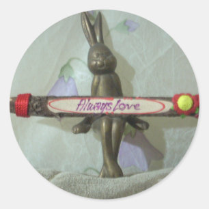 Sticker Rond Inspirational Rabbit : Always Love Sign Art Print