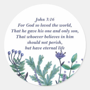 Sticker Rond Inspirationnelle Bible de Pâques Verse Jean 3:16 E