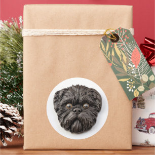 Sticker Rond Inspiré 3D d'Affenpinscher