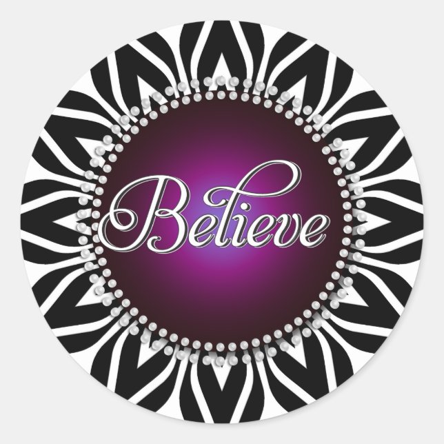 Sticker Rond InspireMe ! Croire noir blanc Mandala Plum Circle (Devant)
