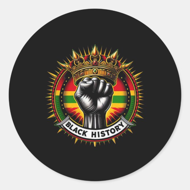 Sticker Rond Inspirer les leaders noirs Poing de puissance main (Devant)