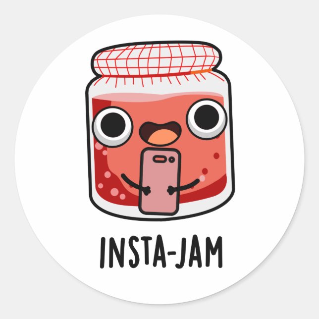 Sticker Rond Insta-jam Funny Social Media Jam Pun (Devant)
