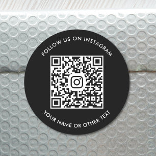 Sticker Rond Instagram moderne QR Code noir