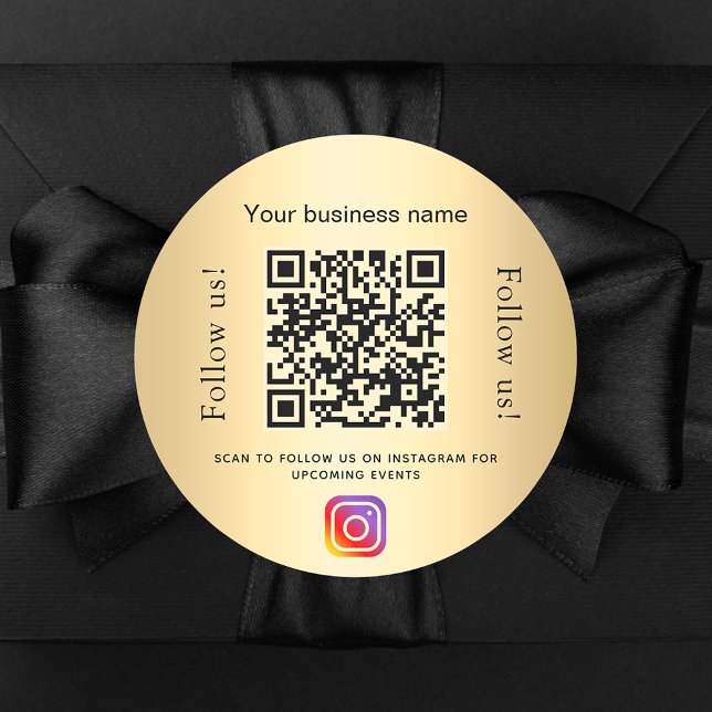 Sticker Rond Instagram or glamour de code qr d'entreprise (Créateur téléchargé)