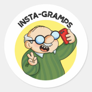 Sticker Rond Instagramps Funky Social Media Grandpa Pun