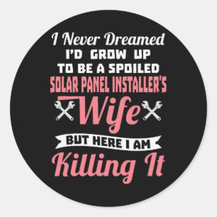 Sticker Rond Installateur de panneaux solaires femme Valentine