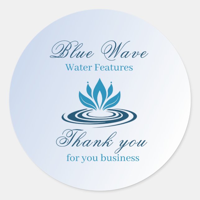 Sticker Rond Installation de fonction d'eau Merci bleu (Devant)
