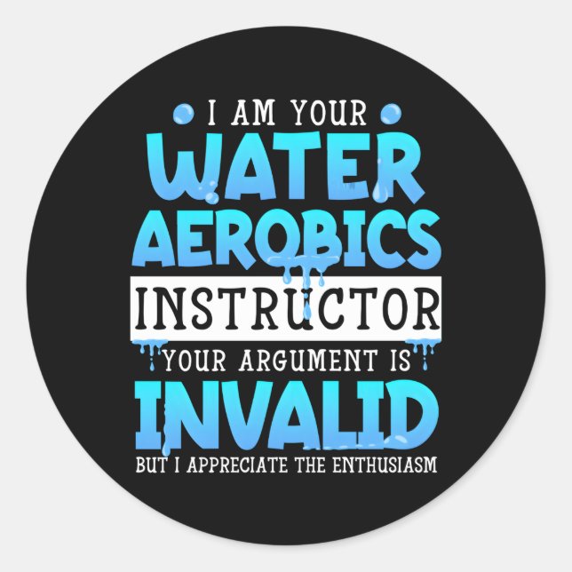 Sticker Rond Instructeur d'aérobic aquatique Aqua (Devant)