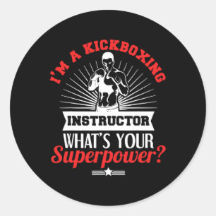 Sticker Rond Instructeur de kickboxing Kickboxeur Titre de l'em