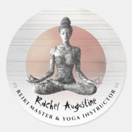 Sticker Rond Instructeur de méditation Yoga Reiki Master Lotus 
