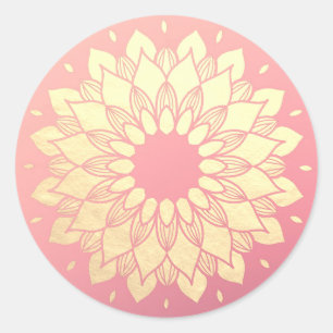 Sticker Rond Instructeur de méditation Yoga Studio Golden Manda