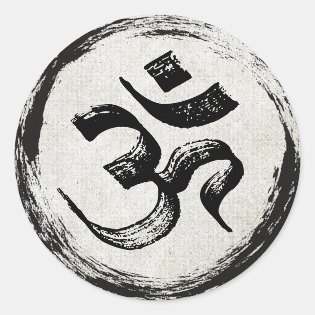 Sticker Rond Instructeur de méditation YOGA Studio OM & Symbole (Devant)