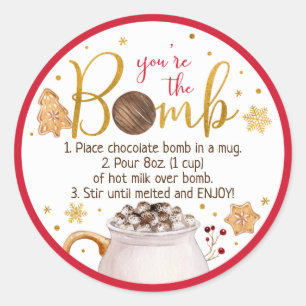 Sticker Rond Instruction sur la bombe à chocolat chaud