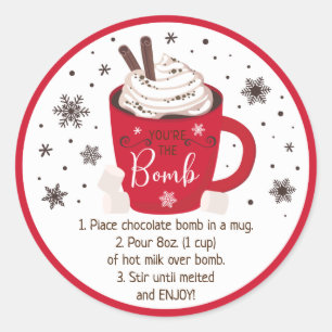 Sticker Rond Instruction sur la bombe à chocolat chaud