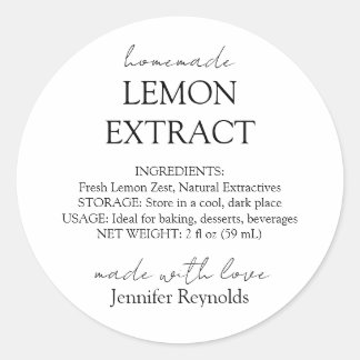 Sticker Rond Instructions pour extrait de citron fait maison