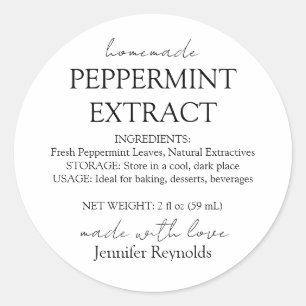 Sticker Rond Instructions pour flacon d'extrait de menthe poivr