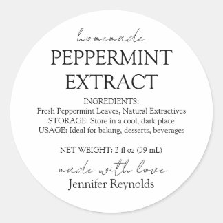 Sticker Rond Instructions pour flacon d'extrait de menthe poivr