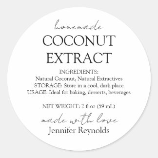 Sticker Rond Instructions pour flacon d'extrait de noix de coco