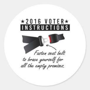 Sticker Rond INSTRUCTIONS POUR LES ÉLECTEURS DE 2016 - Attachez