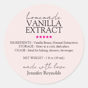 Sticker Rond Instructions pour l'extraction de vanille rose