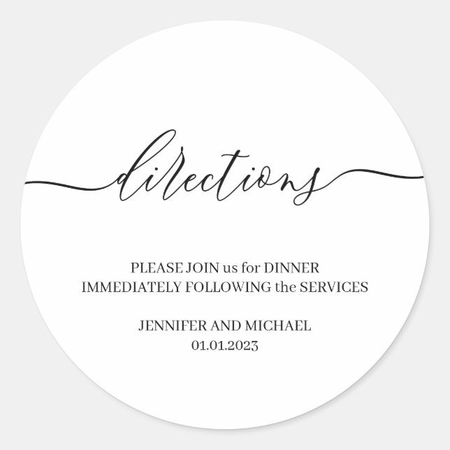 Sticker Rond Instructions Texte de signature simple (Devant)