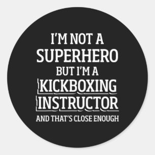 Sticker Rond Instructrice de kickboxing Entraînement de kick bo