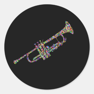 Sticker Rond instrument musical de trompette funky
