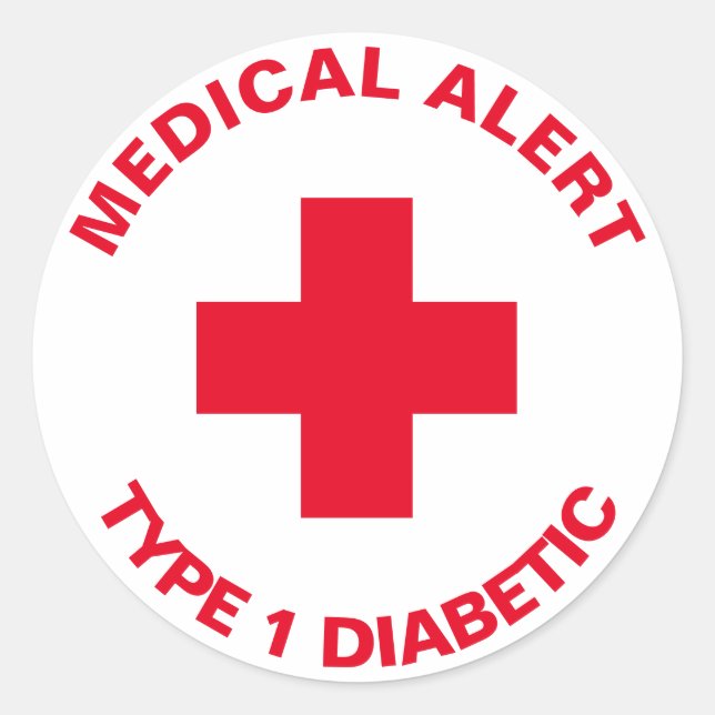 Sticker Rond Insuline d'alerte Médicale personnalisée Rouge dia (Devant)