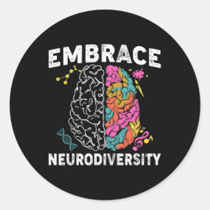 Sticker Rond Intégrer la Sensibilisation sur l'autisme Neurodiv
