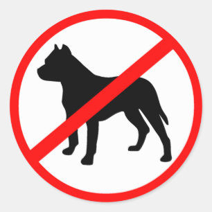 Sticker Rond Interdiction de Pitbull