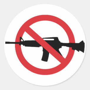 Sticker Rond Interdire les fusils d'assaut - Pas de symbole Lig