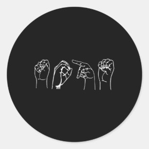 Sticker Rond Interprète de langue des signes de sensibilisation