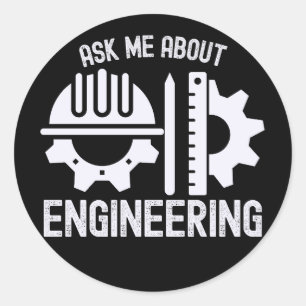 Sticker Rond Interrogez-moi sur l'ingénierie
