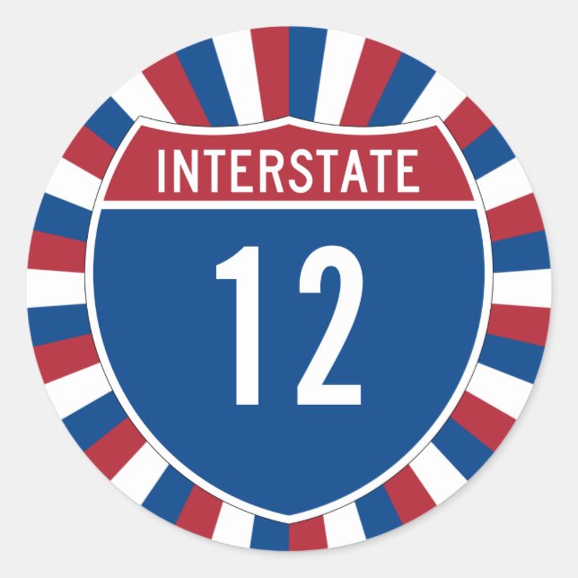 Sticker Rond Interstate 12 (Devant)