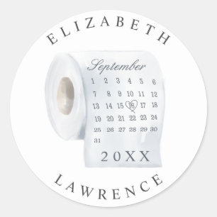 Sticker Rond Inverser le calendrier des rouleaux papier de toil