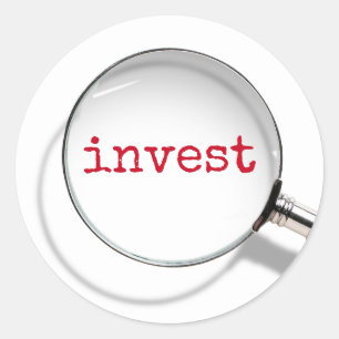 Sticker Rond Investir Texte sous une loupe