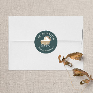 Sticker Rond Invitation à la Baby Shower des Amis de la Forêt d